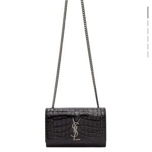 Black croc small Kate bag